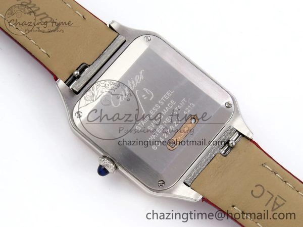 Santos Dumont 27.5mm SS RG AF 1:1 Best Edition Silver Dial on Red Croco Strap A Breathable 5945