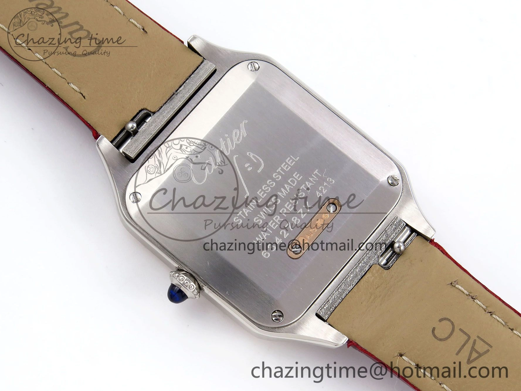 Santos Dumont 27.5mm SS RG AF 1:1 Best Edition Silver Dial on Red Croco Strap A Breathable 5945