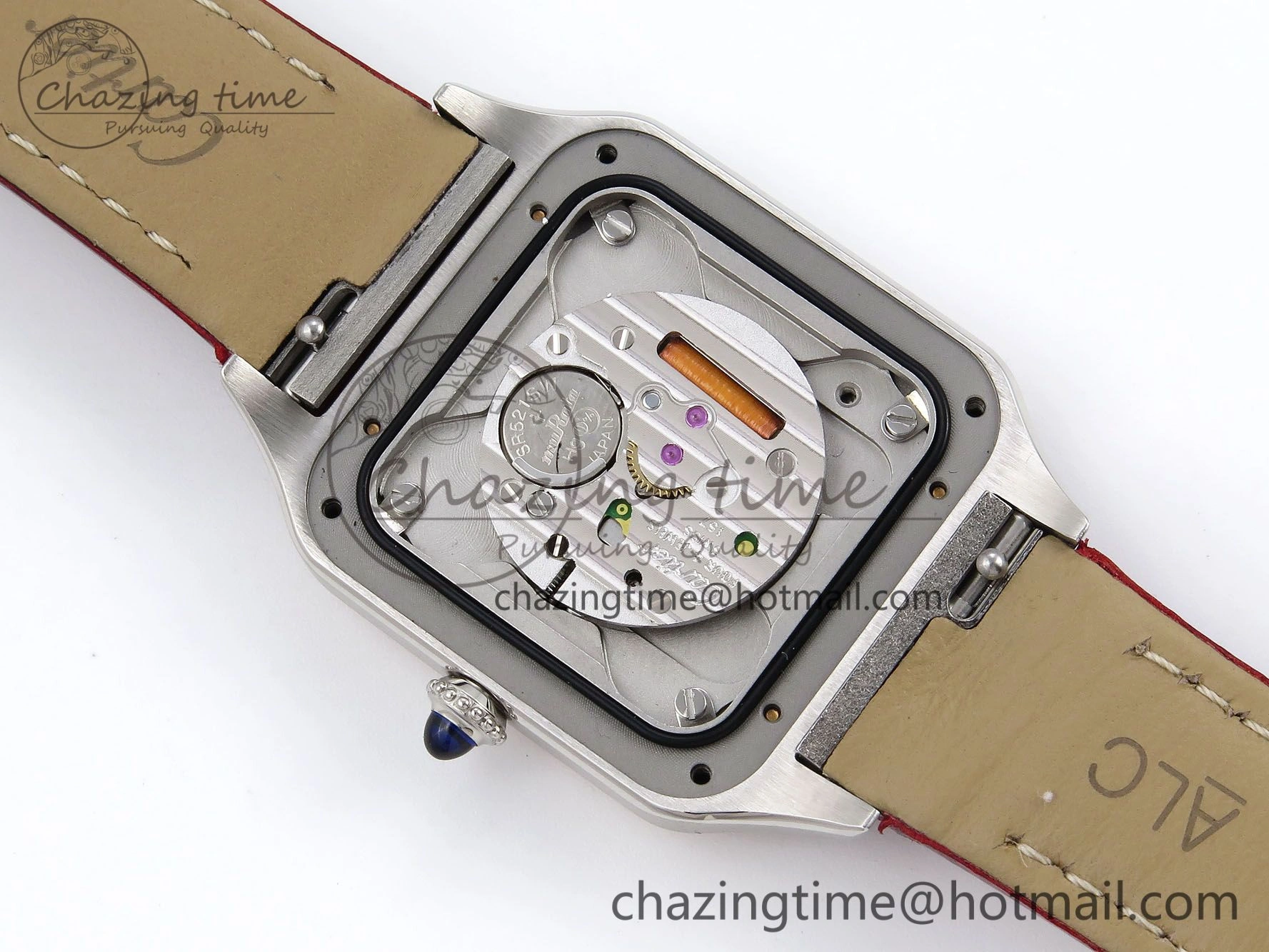 Santos Dumont 27.5mm SS RG AF 1:1 Best Edition Silver Dial on Red Croco Strap A Breathable 5945