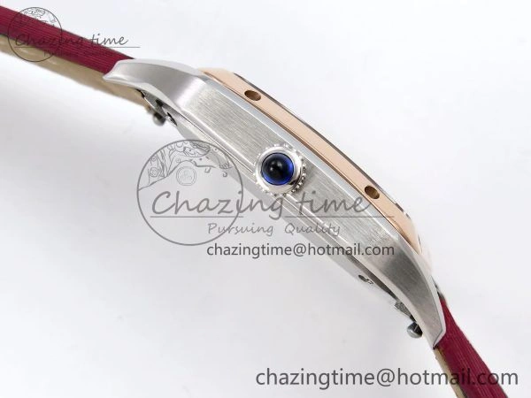 FreshLook Santos Dumont 27.5mm SS RG AF 1:1 Best Edition Silver Dial on Red Fabric Strap A 5944