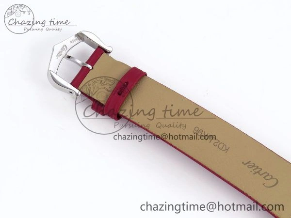 FreshLook Santos Dumont 27.5mm SS RG AF 1:1 Best Edition Silver Dial on Red Fabric Strap A 5944