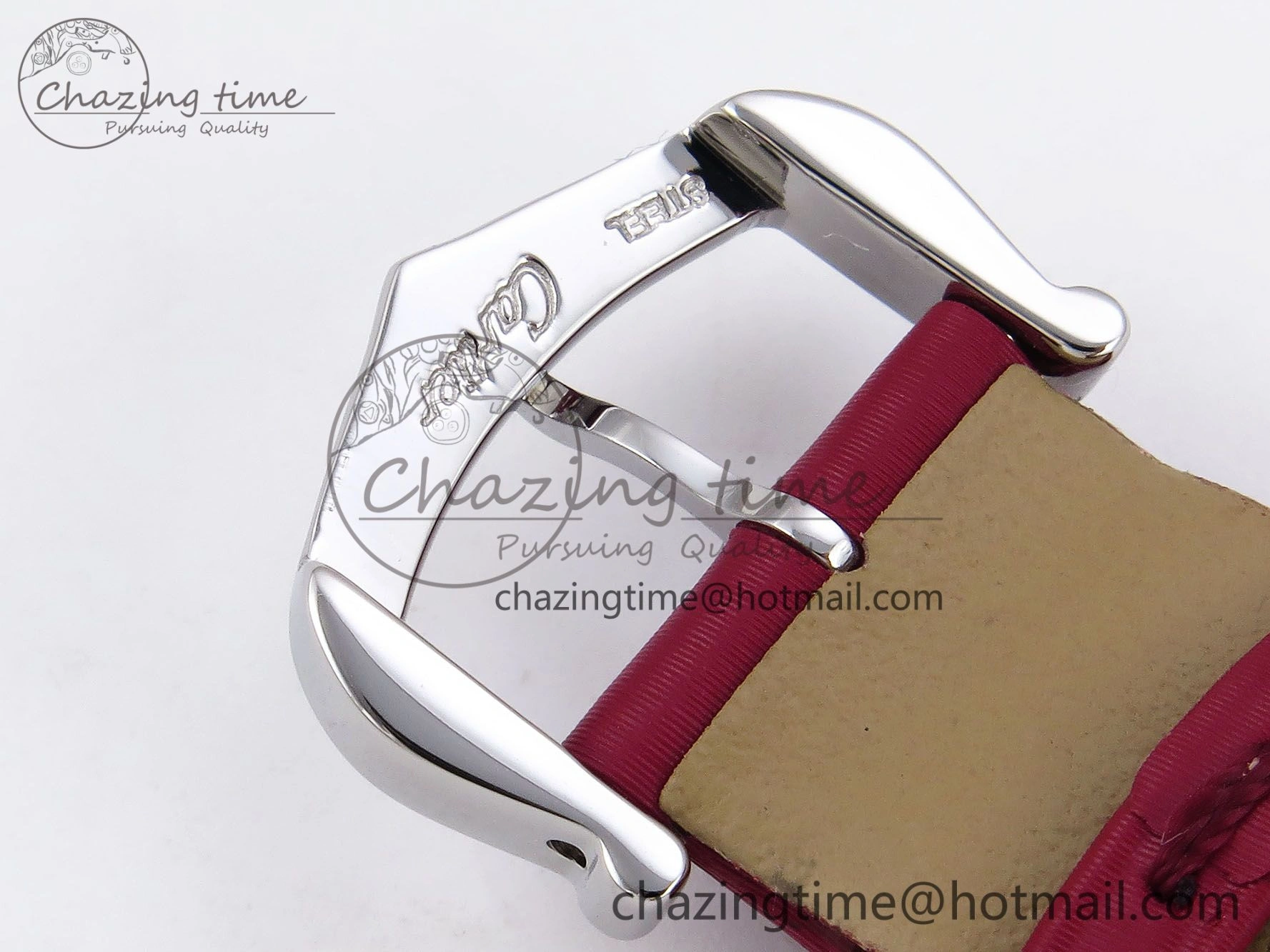 FreshLook Santos Dumont 27.5mm SS RG AF 1:1 Best Edition Silver Dial on Red Fabric Strap A 5944