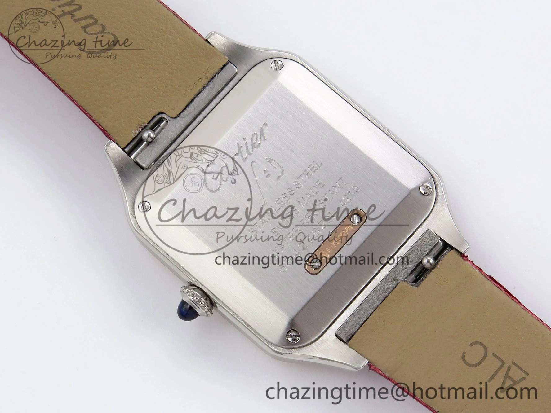 FreshLook Santos Dumont 27.5mm SS RG AF 1:1 Best Edition Silver Dial on Red Fabric Strap A 5944