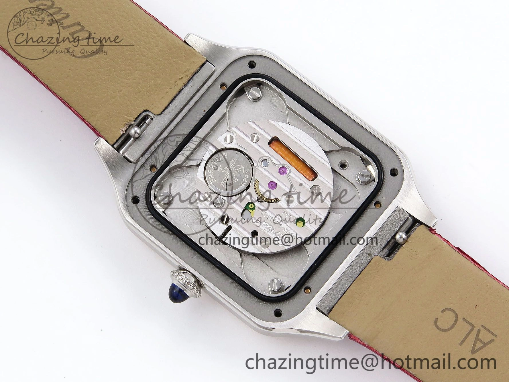 FreshLook Santos Dumont 27.5mm SS RG AF 1:1 Best Edition Silver Dial on Red Fabric Strap A 5944