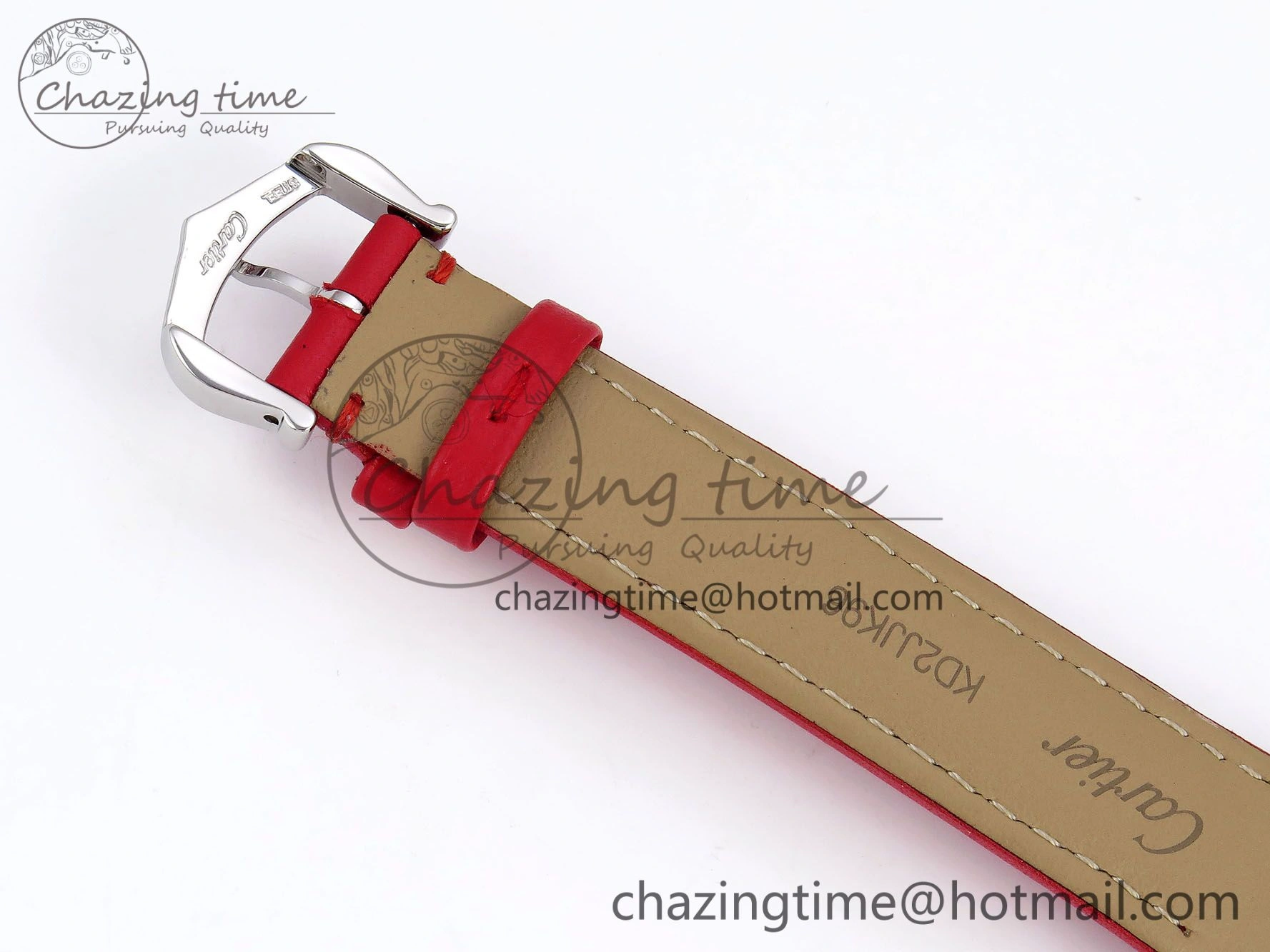 Timeless Santos Dumont 27.5mm SS RG AF 1:1 Best Edition Silver Dial on Red Leather Strap A 5946