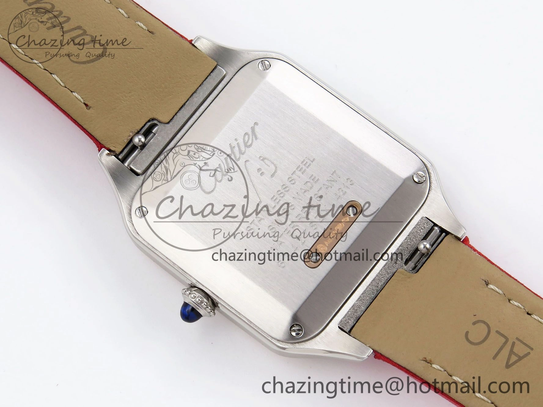 Timeless Santos Dumont 27.5mm SS RG AF 1:1 Best Edition Silver Dial on Red Leather Strap A 5946