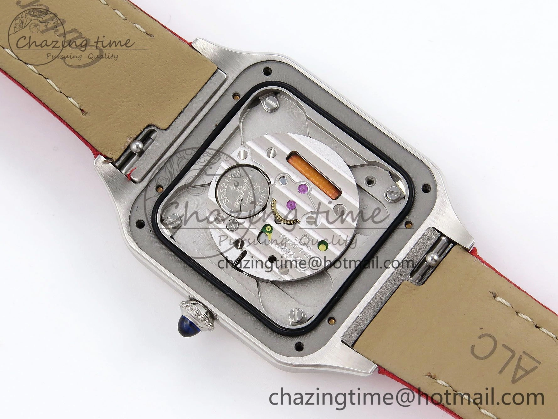 Timeless Santos Dumont 27.5mm SS RG AF 1:1 Best Edition Silver Dial on Red Leather Strap A 5946