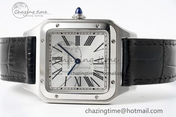 Santos Dumont 31.4mm IWSF Best Edition Silver Dial on Black Leather Strap Quartz Packable 6059