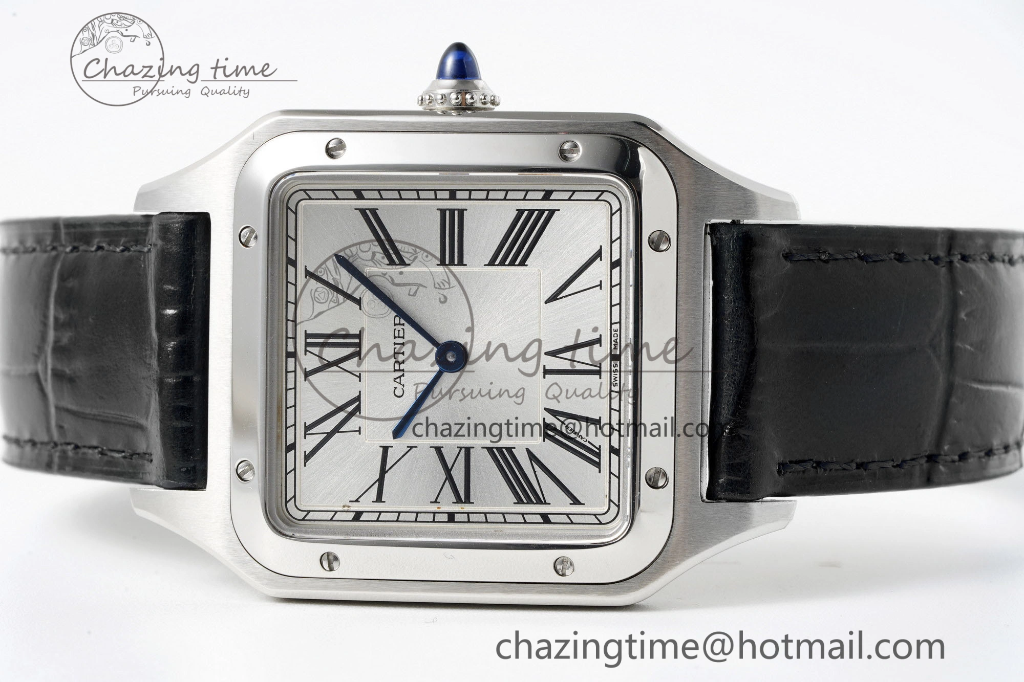 Santos Dumont 31.4mm IWSF Best Edition Silver Dial on Black Leather Strap Quartz Packable 6059
