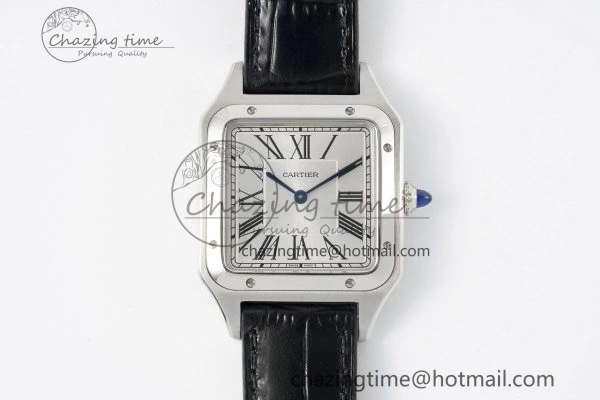 Santos Dumont 31.4mm IWSF Best Edition Silver Dial on Black Leather Strap Quartz Packable 6059