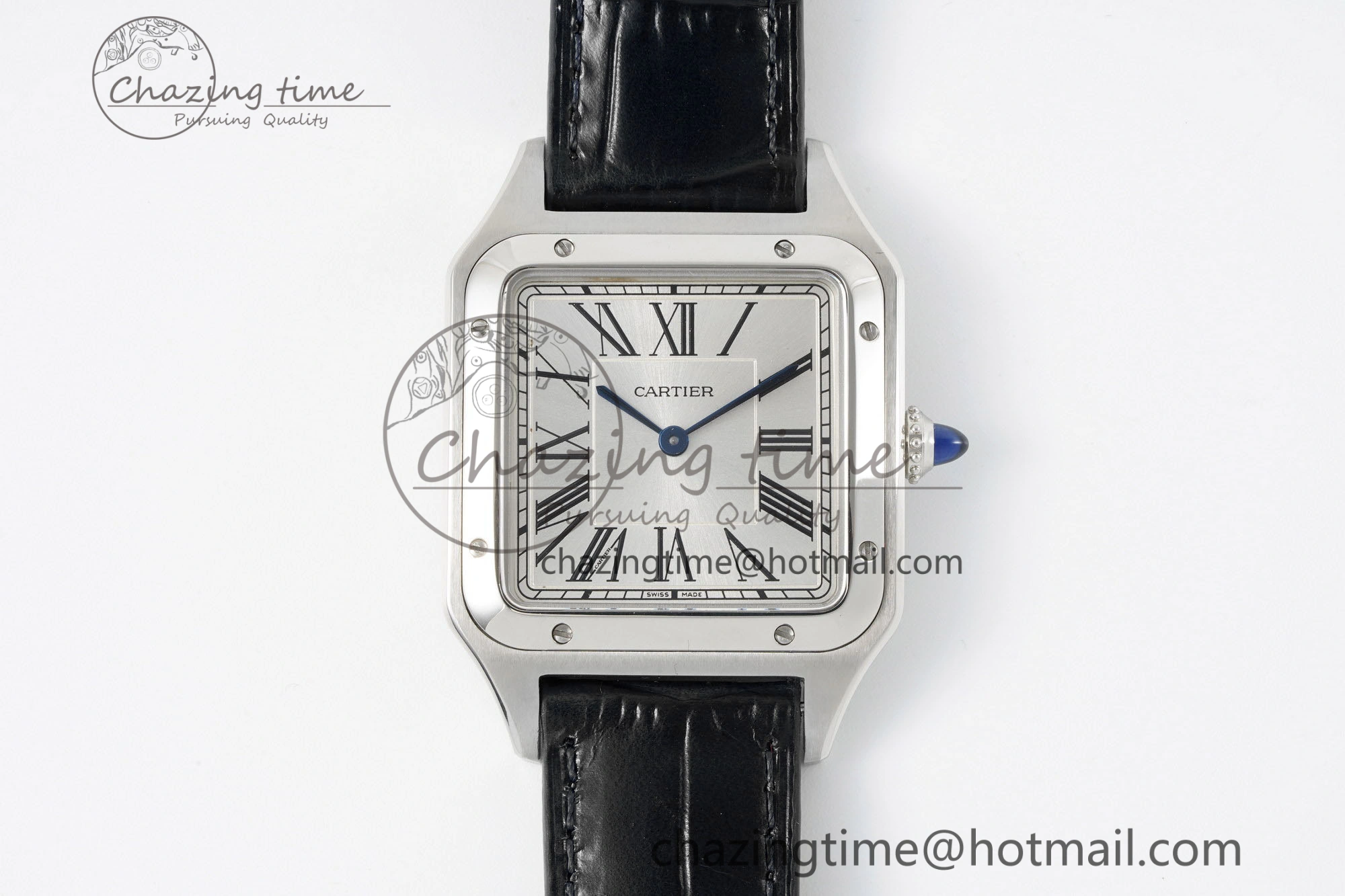 Santos Dumont 31.4mm IWSF Best Edition Silver Dial on Black Leather Strap Quartz Packable 6059