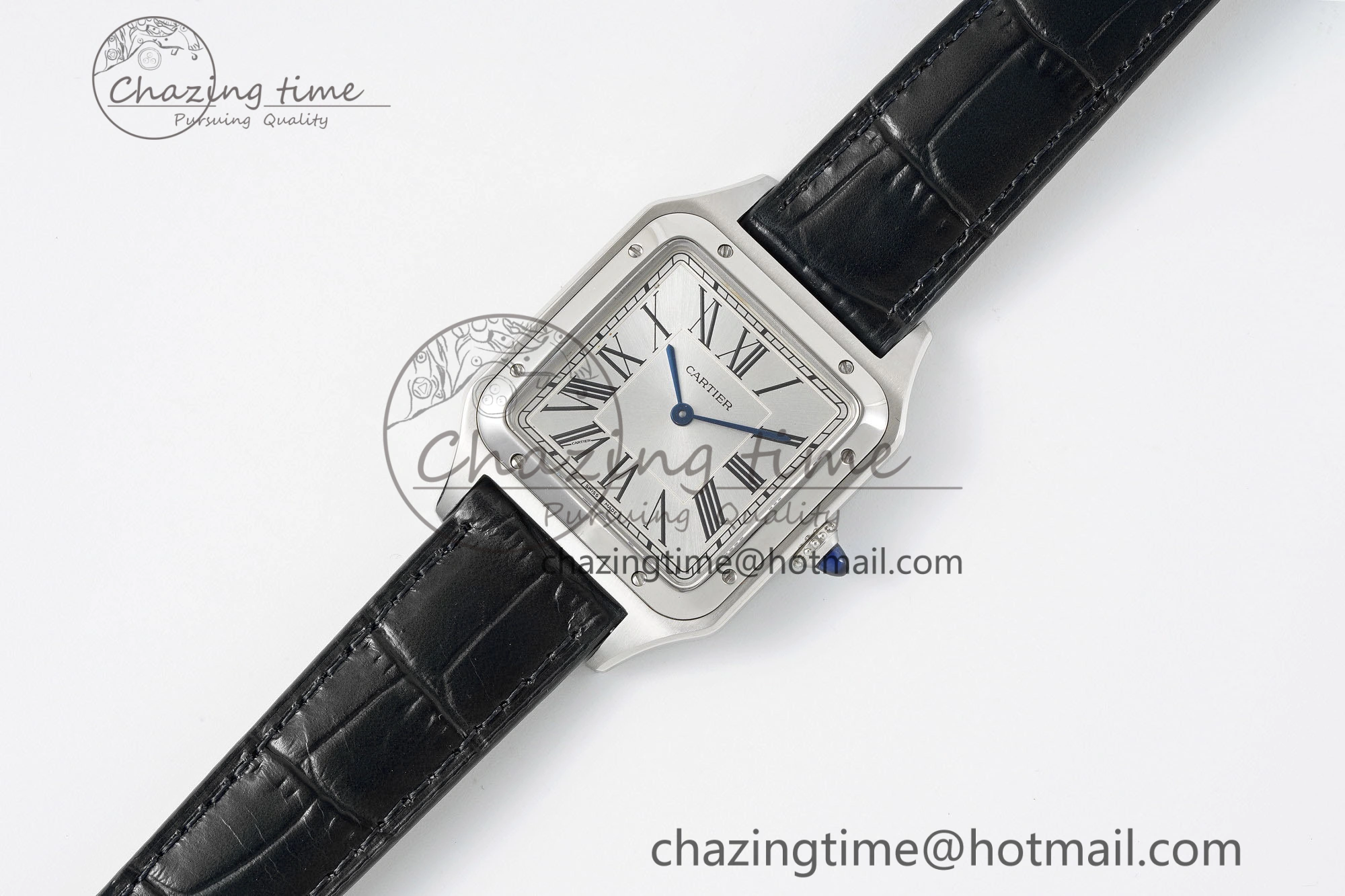 Santos Dumont 31.4mm IWSF Best Edition Silver Dial on Black Leather Strap Quartz Packable 6059