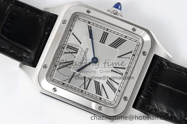 Santos Dumont 31.4mm IWSF Best Edition Silver Dial on Black Leather Strap Quartz Packable 6059