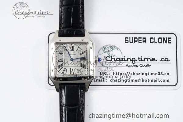 Santos Dumont 31.4mm IWSF Best Edition Silver Dial on Black Leather Strap Quartz Packable 6059