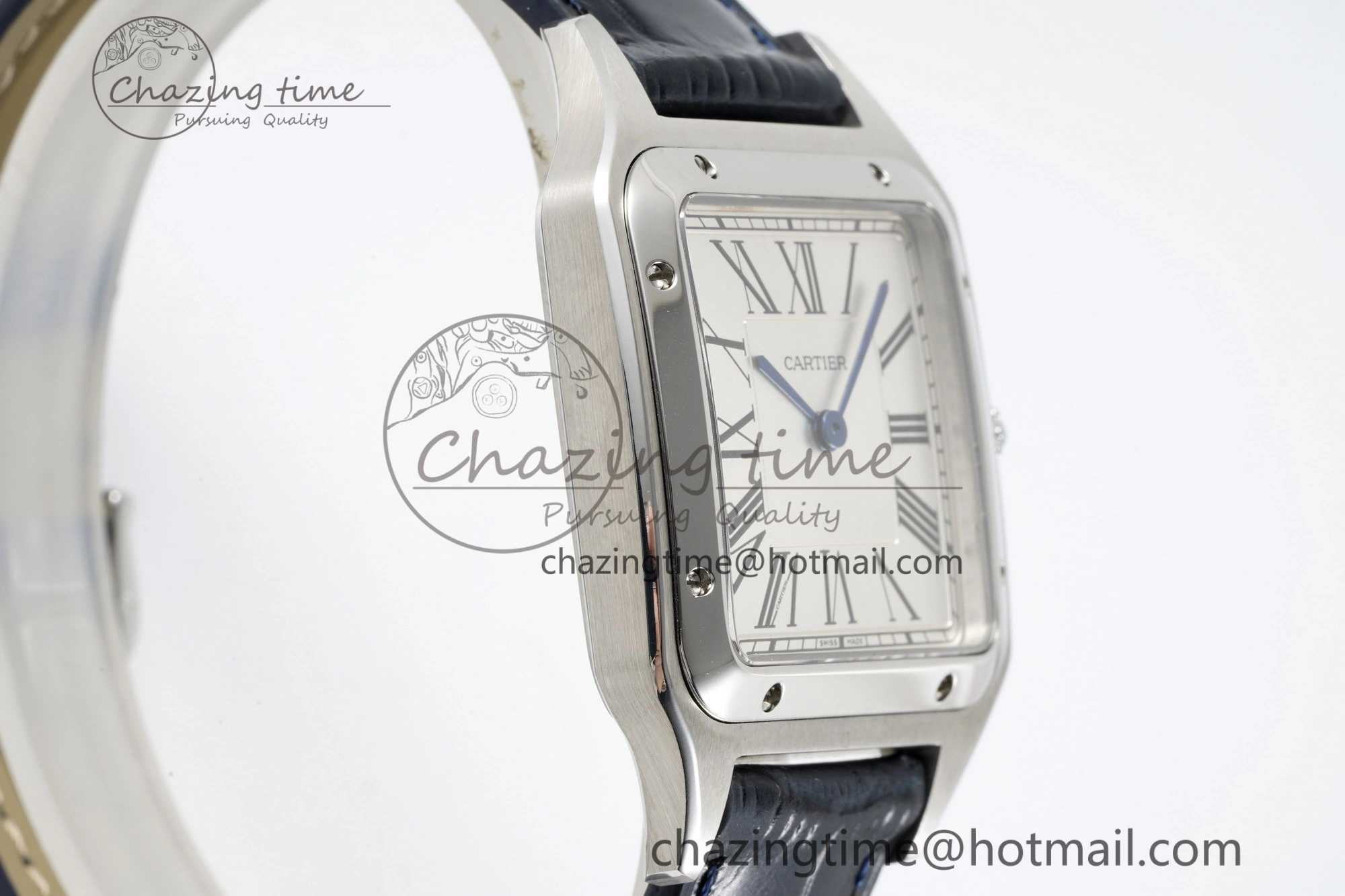 ModernLook Santos Dumont 31.4mm IWSF Best Edition Silver Dial on Blue Leather Strap Quartz 6060