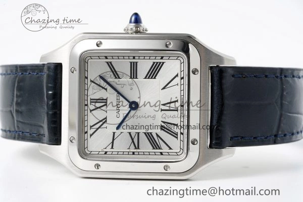 ModernLook Santos Dumont 31.4mm IWSF Best Edition Silver Dial on Blue Leather Strap Quartz 6060