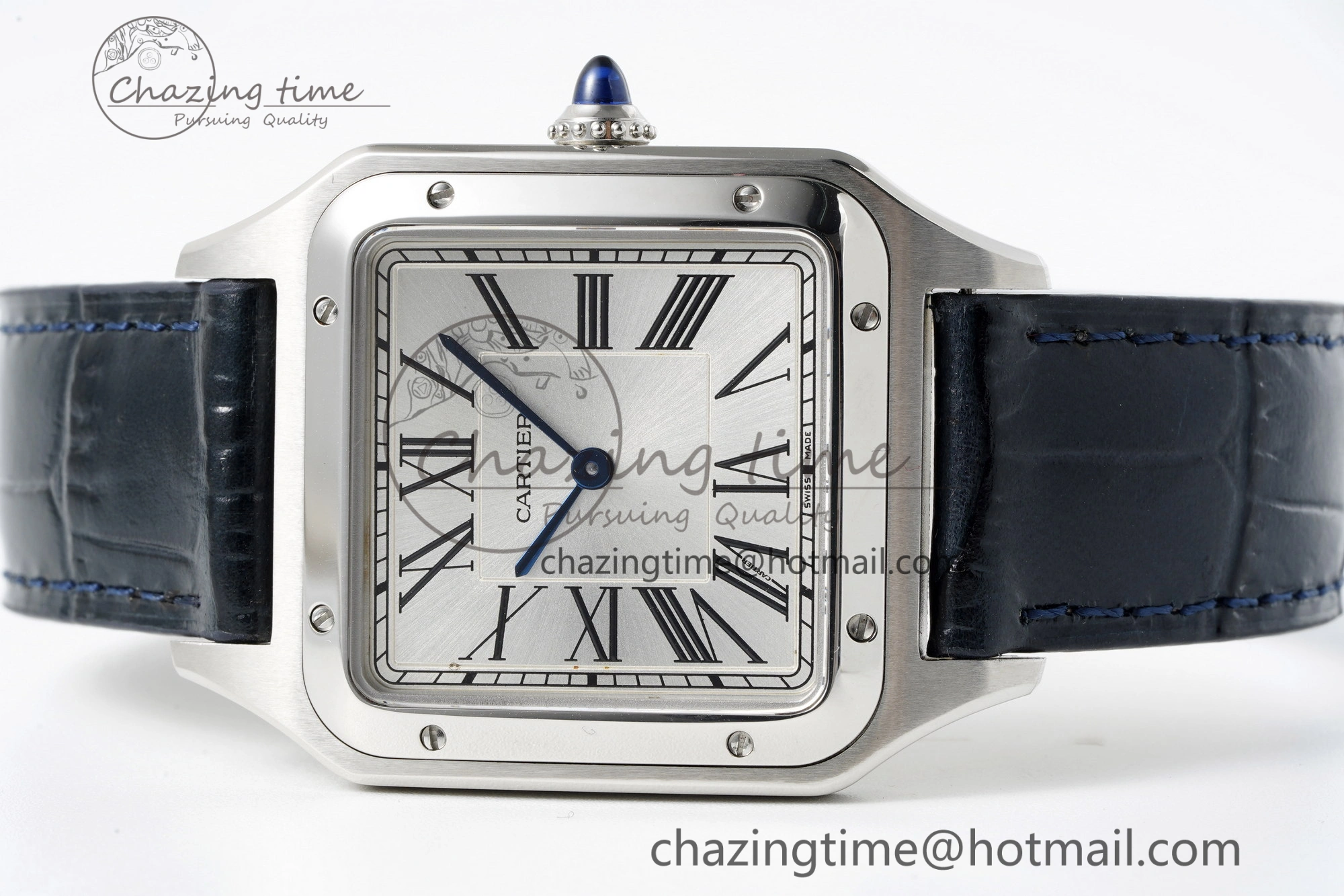 ModernLook Santos Dumont 31.4mm IWSF Best Edition Silver Dial on Blue Leather Strap Quartz 6060