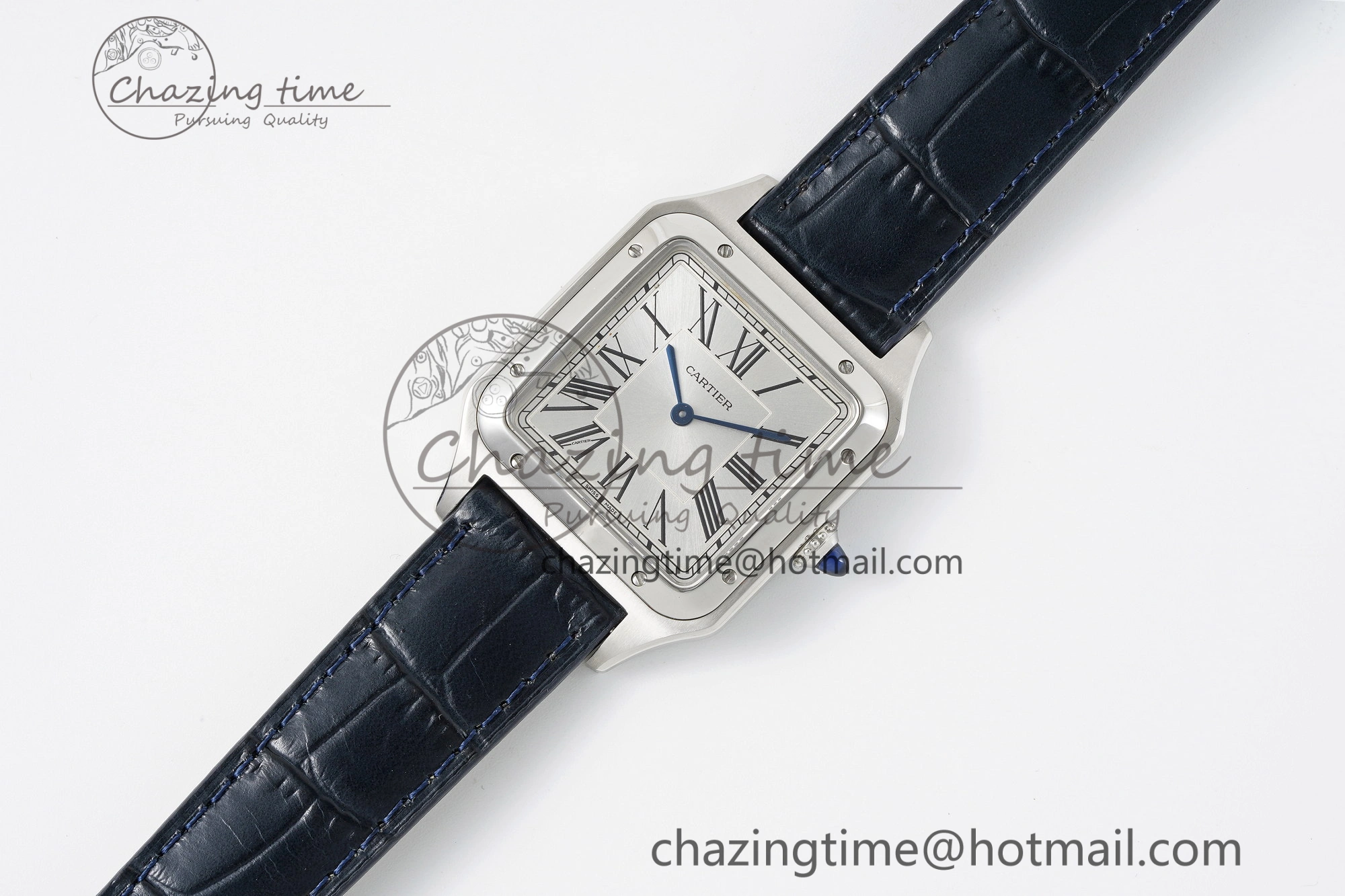 ModernLook Santos Dumont 31.4mm IWSF Best Edition Silver Dial on Blue Leather Strap Quartz 6060