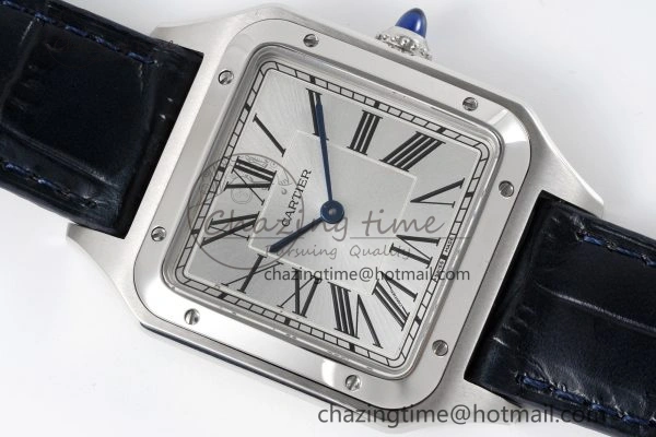 ModernLook Santos Dumont 31.4mm IWSF Best Edition Silver Dial on Blue Leather Strap Quartz 6060