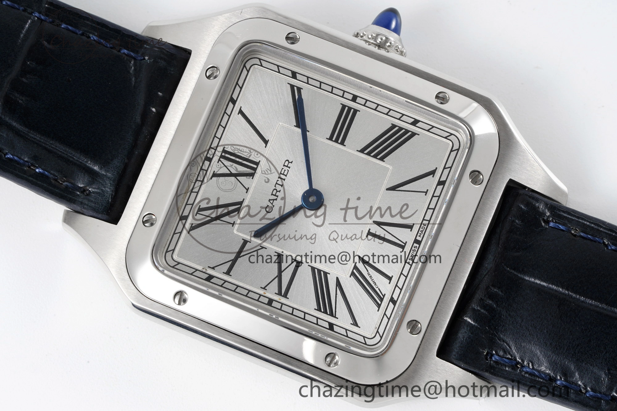 ModernLook Santos Dumont 31.4mm IWSF Best Edition Silver Dial on Blue Leather Strap Quartz 6060