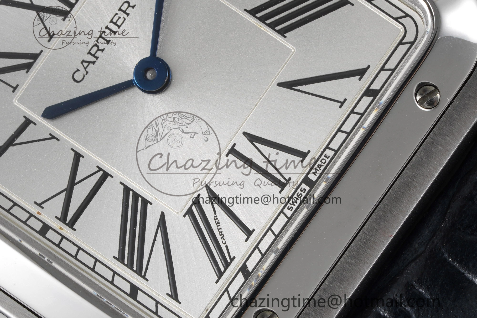 ModernLook Santos Dumont 31.4mm IWSF Best Edition Silver Dial on Blue Leather Strap Quartz 6060
