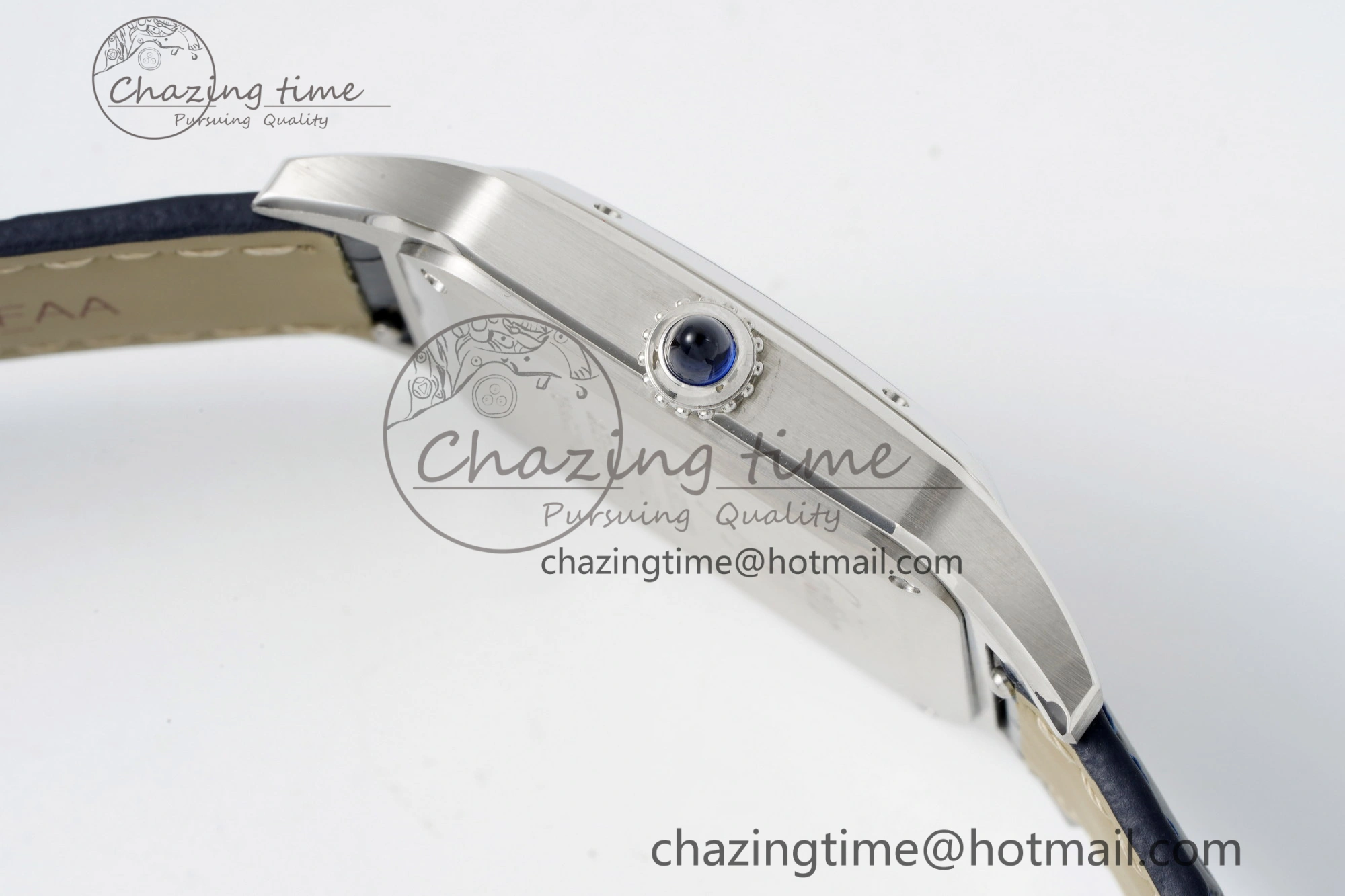ModernLook Santos Dumont 31.4mm IWSF Best Edition Silver Dial on Blue Leather Strap Quartz 6060