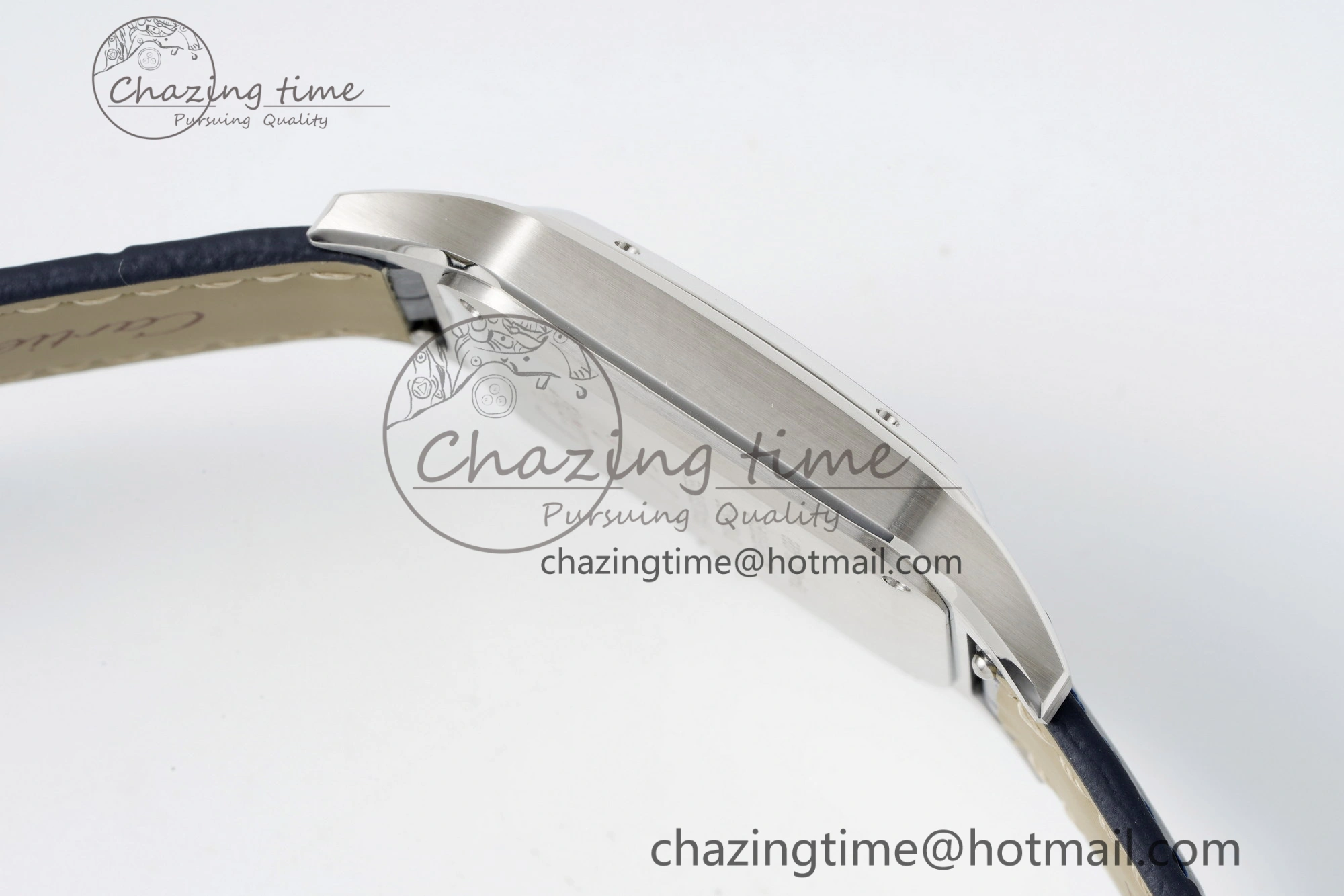 ModernLook Santos Dumont 31.4mm IWSF Best Edition Silver Dial on Blue Leather Strap Quartz 6060