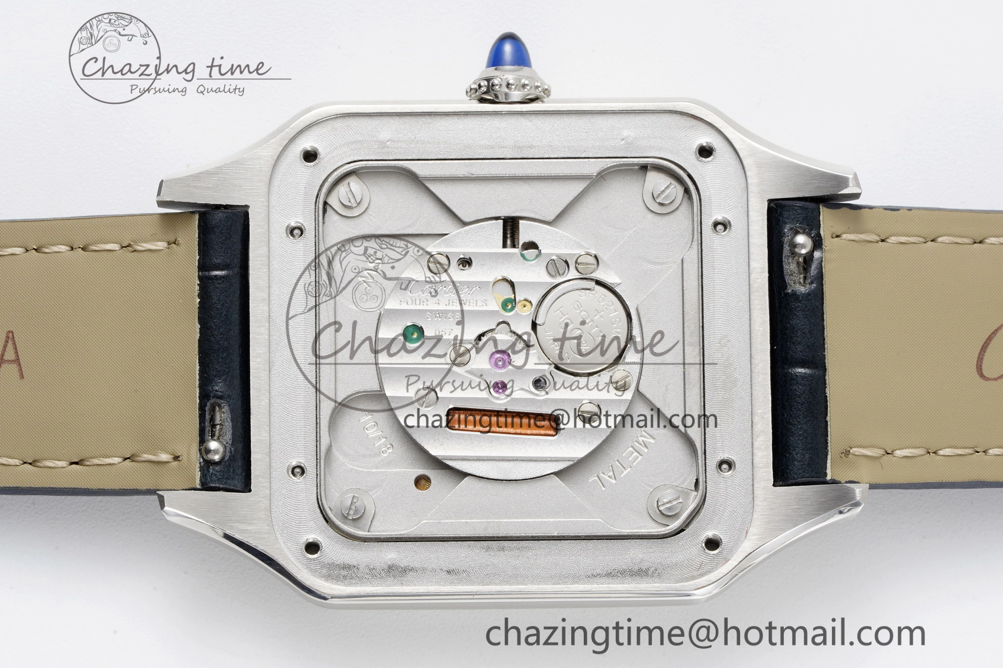 ModernLook Santos Dumont 31.4mm IWSF Best Edition Silver Dial on Blue Leather Strap Quartz 6060