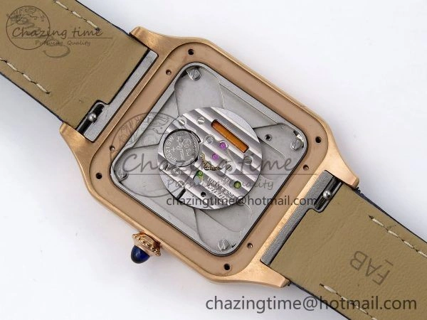 Santos Dumont 31.4mm RG AF 1:1 Best Edition Silver Dial Diamonds Bezel on Blue Croco Strap A Supportive 5925
