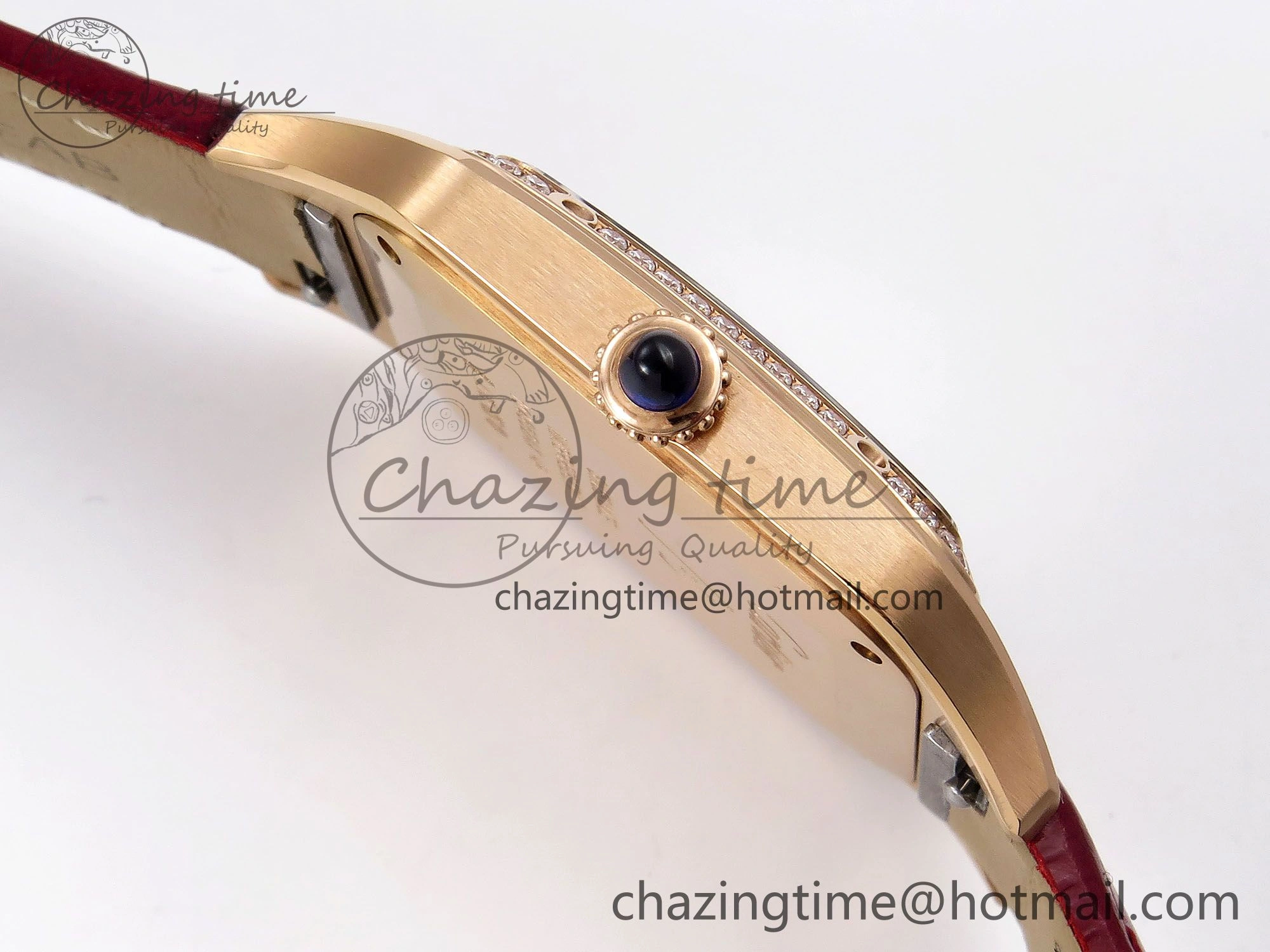 Santos Dumont 31.4mm RG AF 1:1 Best Edition Silver Dial Diamonds Bezel on Red Croco Strap A ModernLook 5918