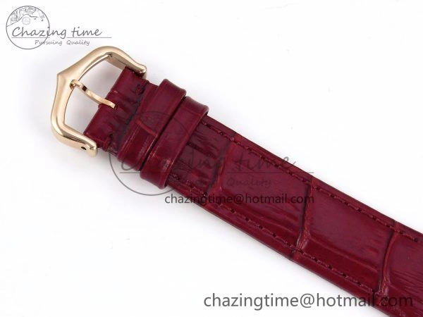 Santos Dumont 31.4mm RG AF 1:1 Best Edition Silver Dial Diamonds Bezel on Red Croco Strap A ModernLook 5918