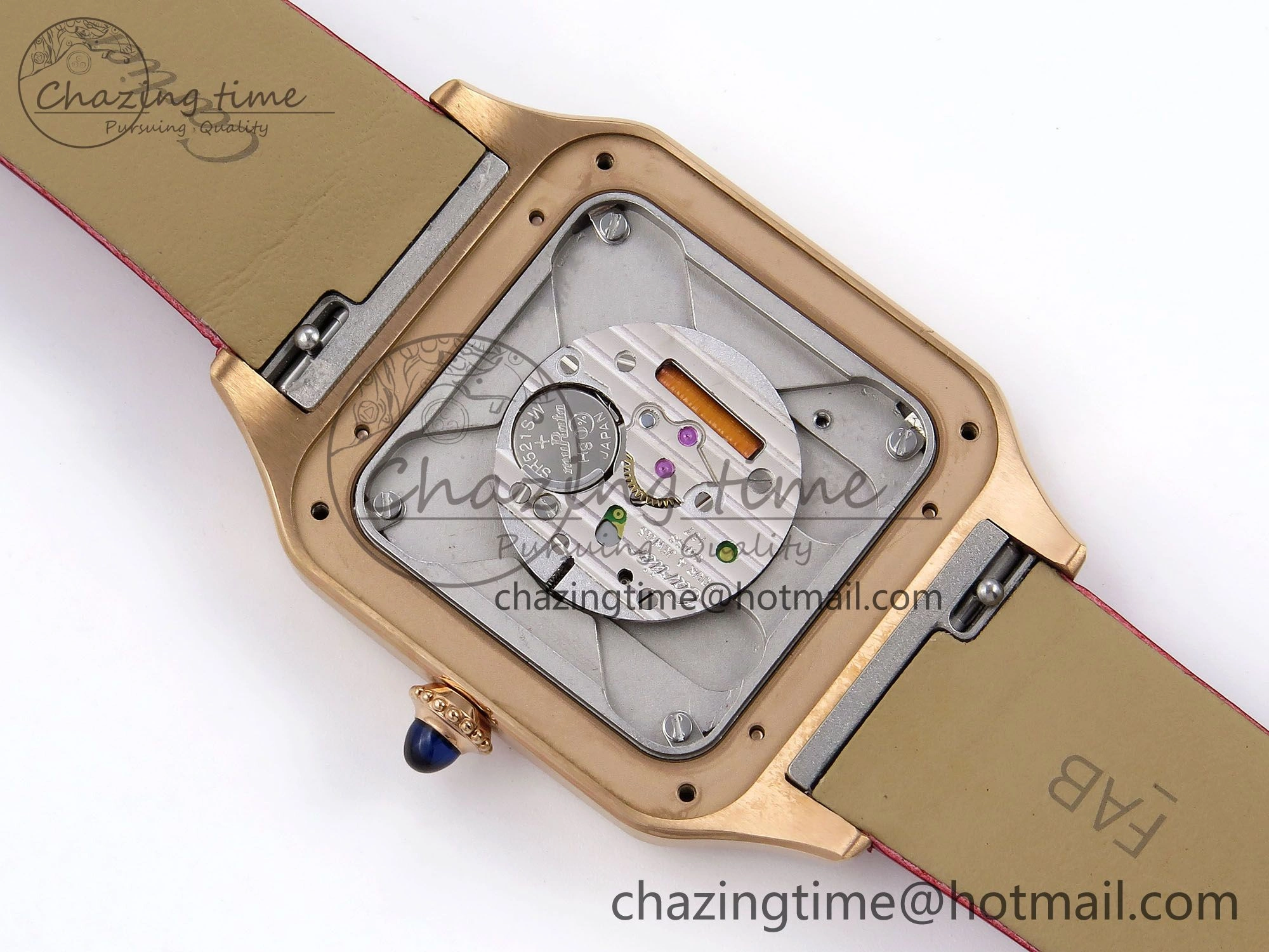 MoistureWicking Santos Dumont 31.4mm RG AF 1:1 Best Edition Silver Dial Diamonds Bezel on Red Fabric Strap A 5928
