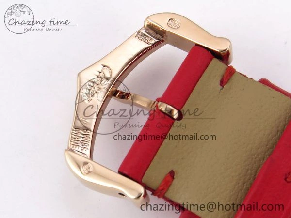 Santos Dumont 31.4mm RG AF 1:1 Best Edition Silver Dial Diamonds Bezel on Red Leather Strap A Versatile 5917