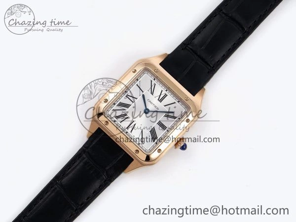 Santos Dumont 31.4mm RG AF 1:1 Best Edition Silver Dial on Black Croco Strap A Snug 5912