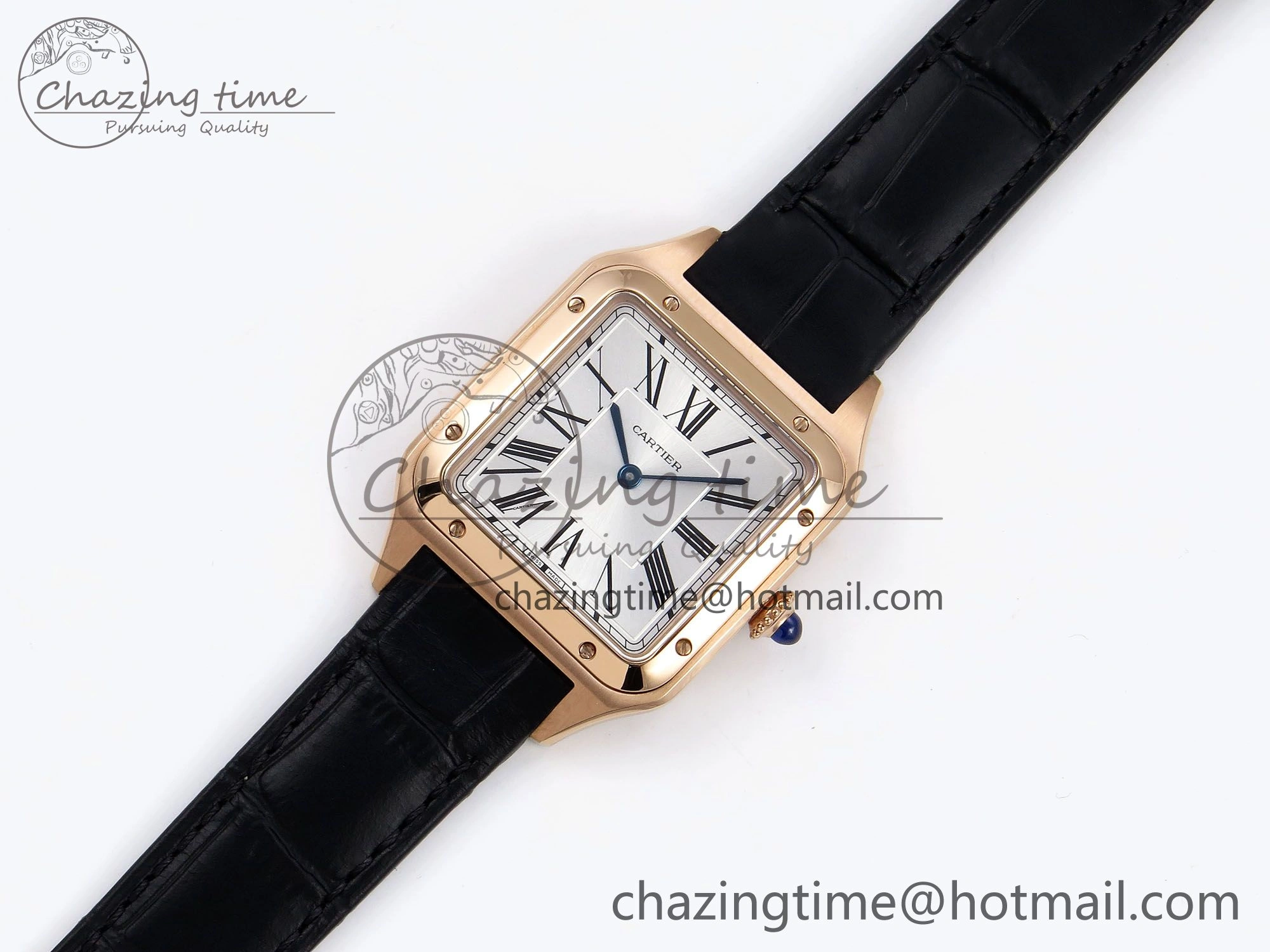 Santos Dumont 31.4mm RG AF 1:1 Best Edition Silver Dial on Black Croco Strap A Snug 5912