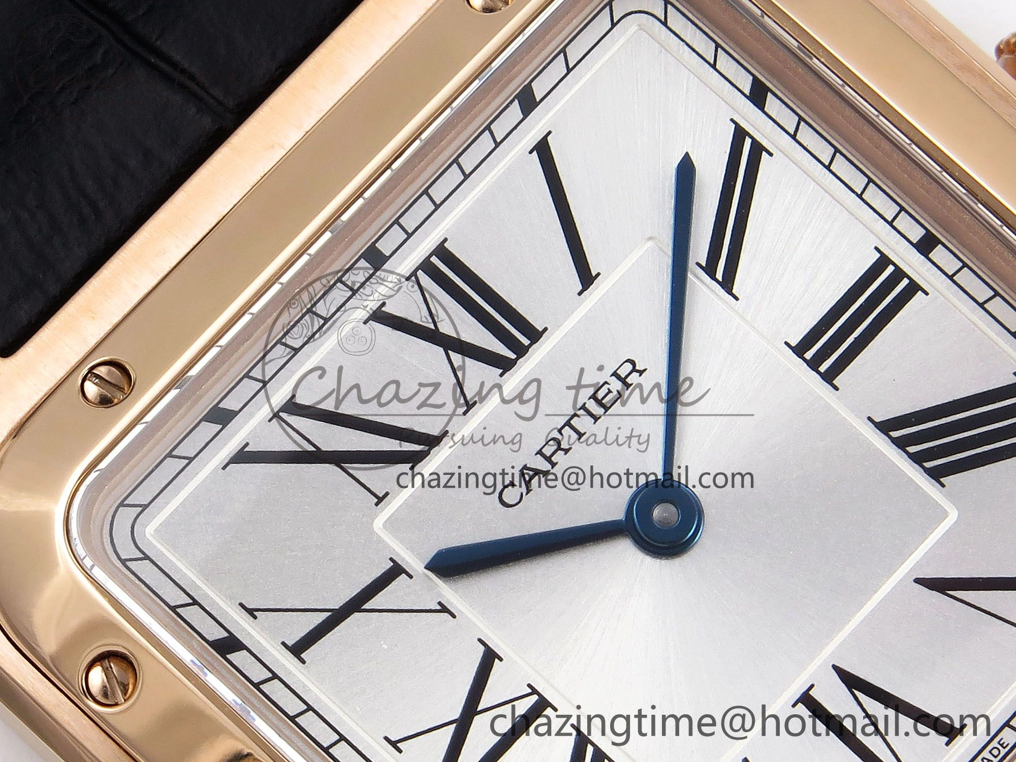 Santos Dumont 31.4mm RG AF 1:1 Best Edition Silver Dial on Black Croco Strap A Snug 5912