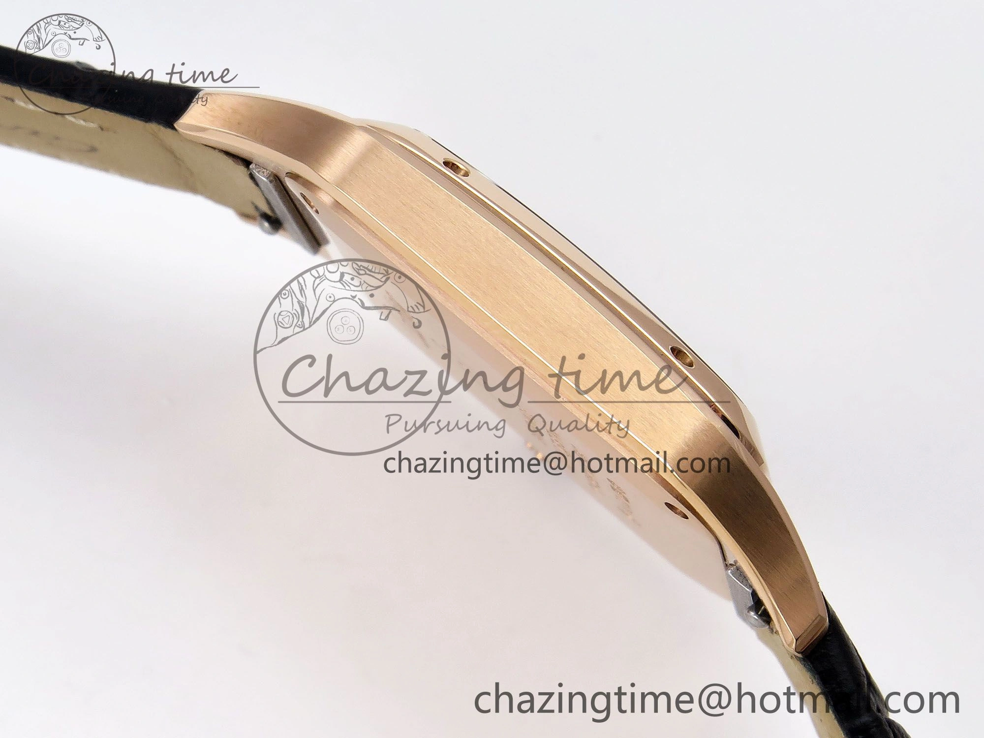 Santos Dumont 31.4mm RG AF 1:1 Best Edition Silver Dial on Black Croco Strap A Snug 5912