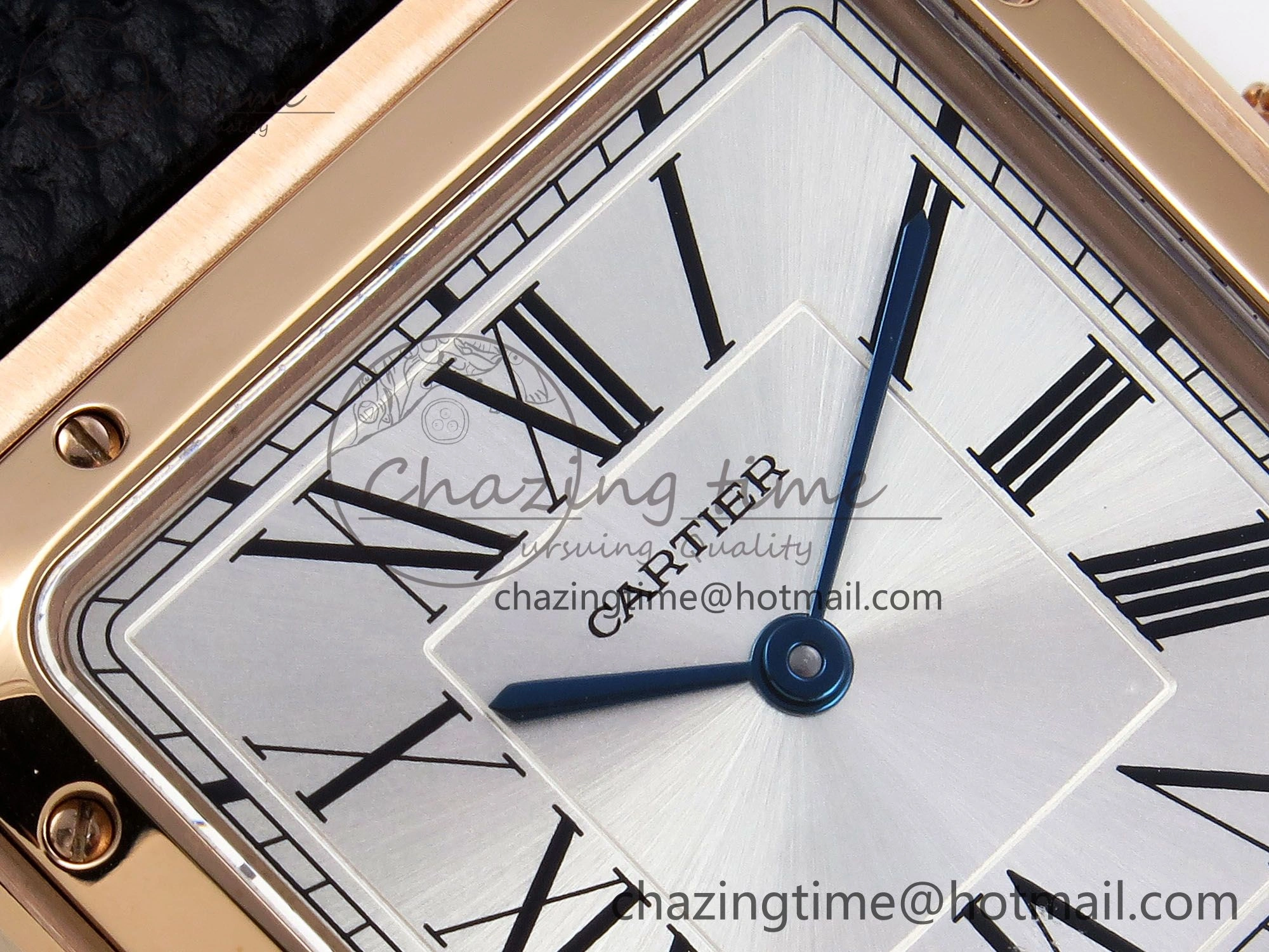 Santos Dumont 31.4mm RG AF 1:1 Best Edition Silver Dial on Black Leather Strap A ZipUp 5932