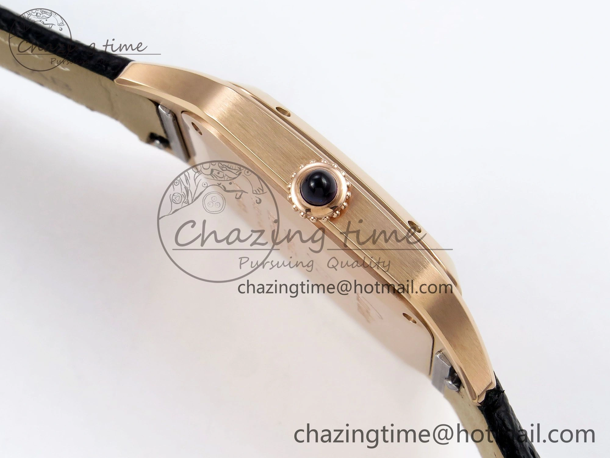 Santos Dumont 31.4mm RG AF 1:1 Best Edition Silver Dial on Black Leather Strap A ZipUp 5932