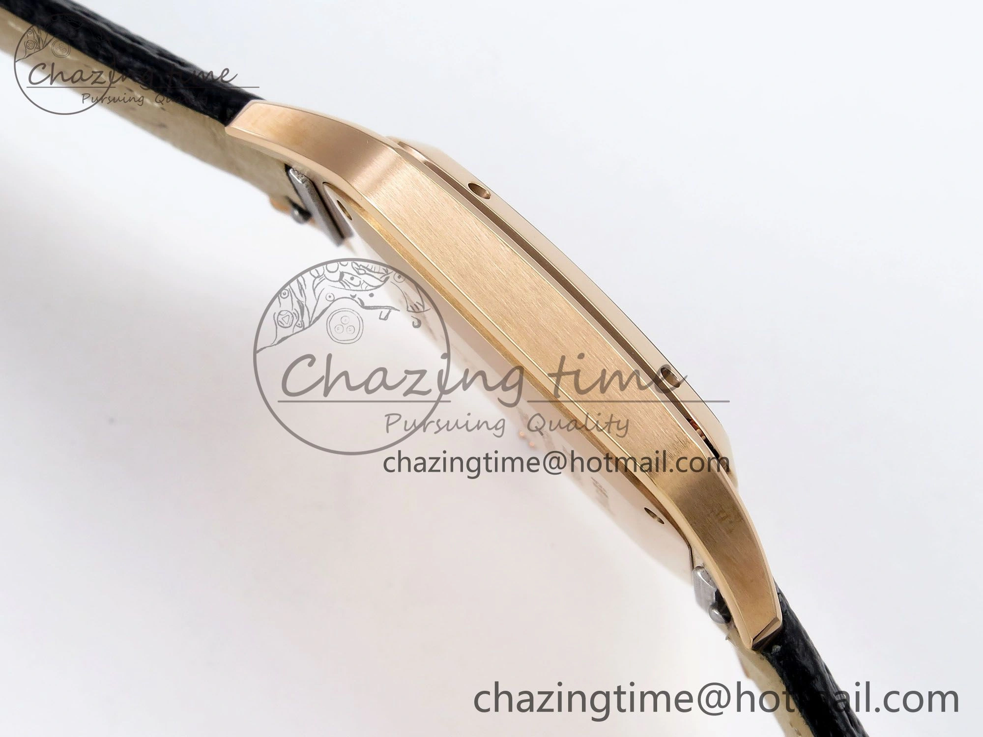 Santos Dumont 31.4mm RG AF 1:1 Best Edition Silver Dial on Black Leather Strap A ZipUp 5932
