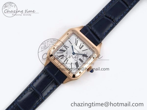 Santos Dumont 31.4mm RG AF 1:1 Best Edition Silver Dial on Blue Croco Strap A Fashionable 5926