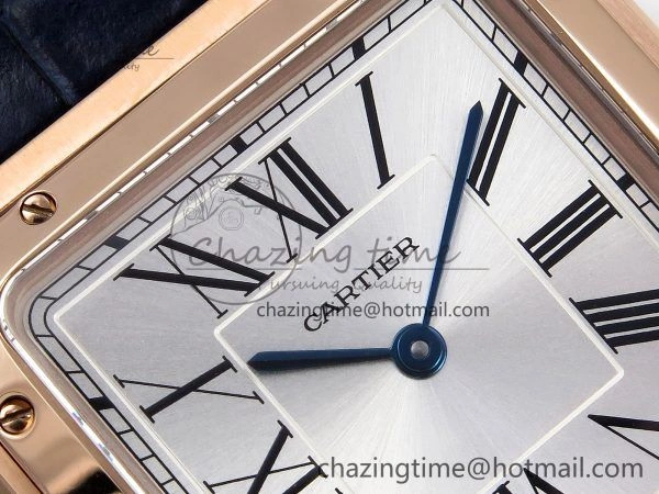 Santos Dumont 31.4mm RG AF 1:1 Best Edition Silver Dial on Blue Croco Strap A Fashionable 5926