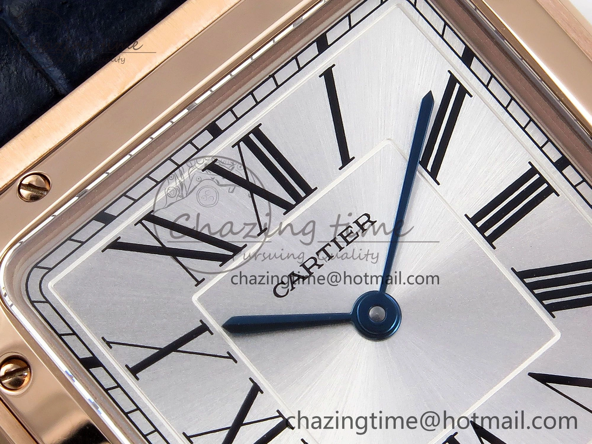 Santos Dumont 31.4mm RG AF 1:1 Best Edition Silver Dial on Blue Croco Strap A Fashionable 5926