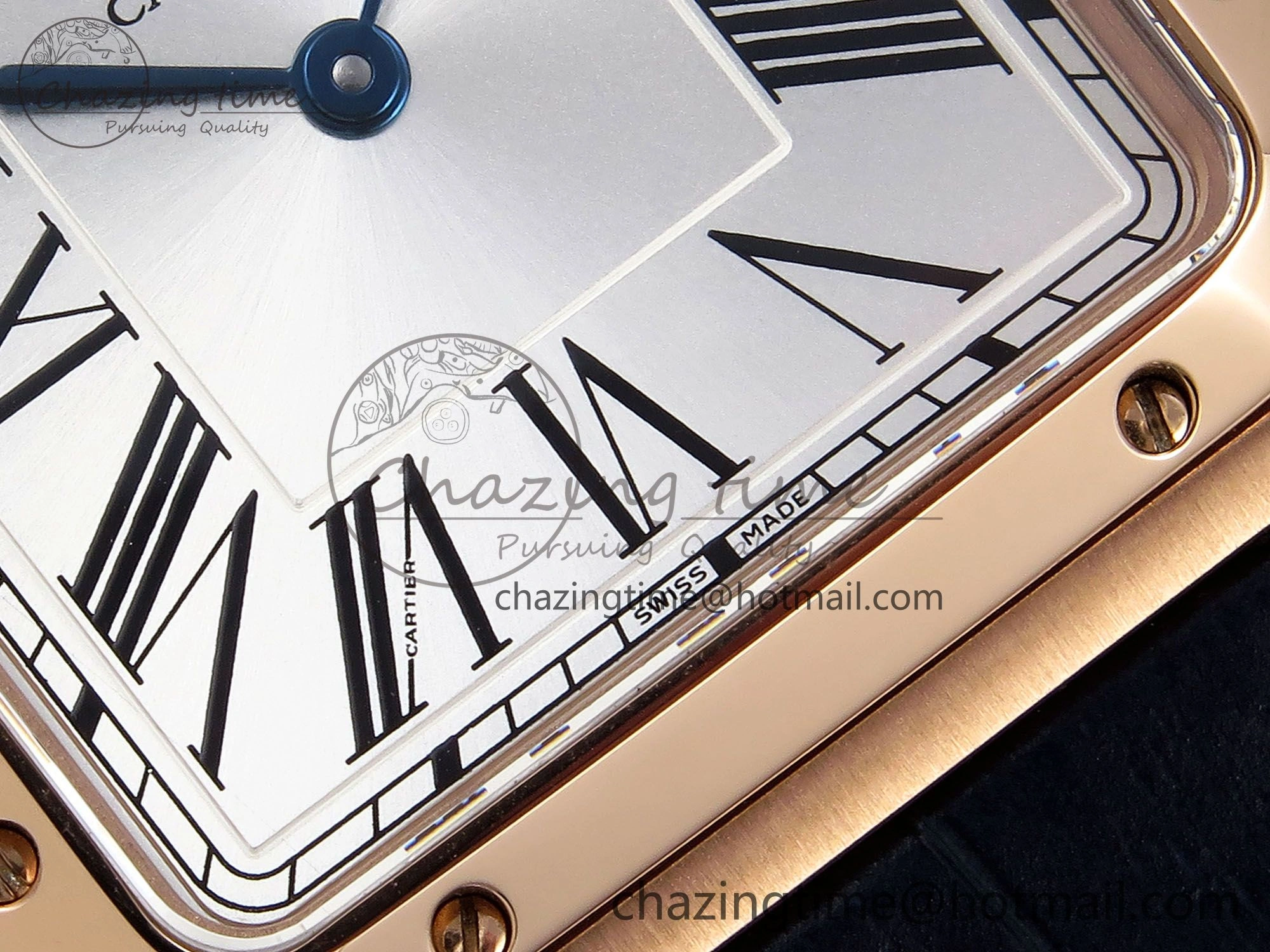 Santos Dumont 31.4mm RG AF 1:1 Best Edition Silver Dial on Blue Croco Strap A Fashionable 5926