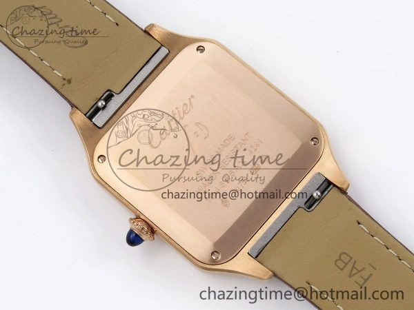 Affordable Santos Dumont 31.4mm RG AF 1:1 Best Edition Silver Dial on Brown Leather Strap A 5922