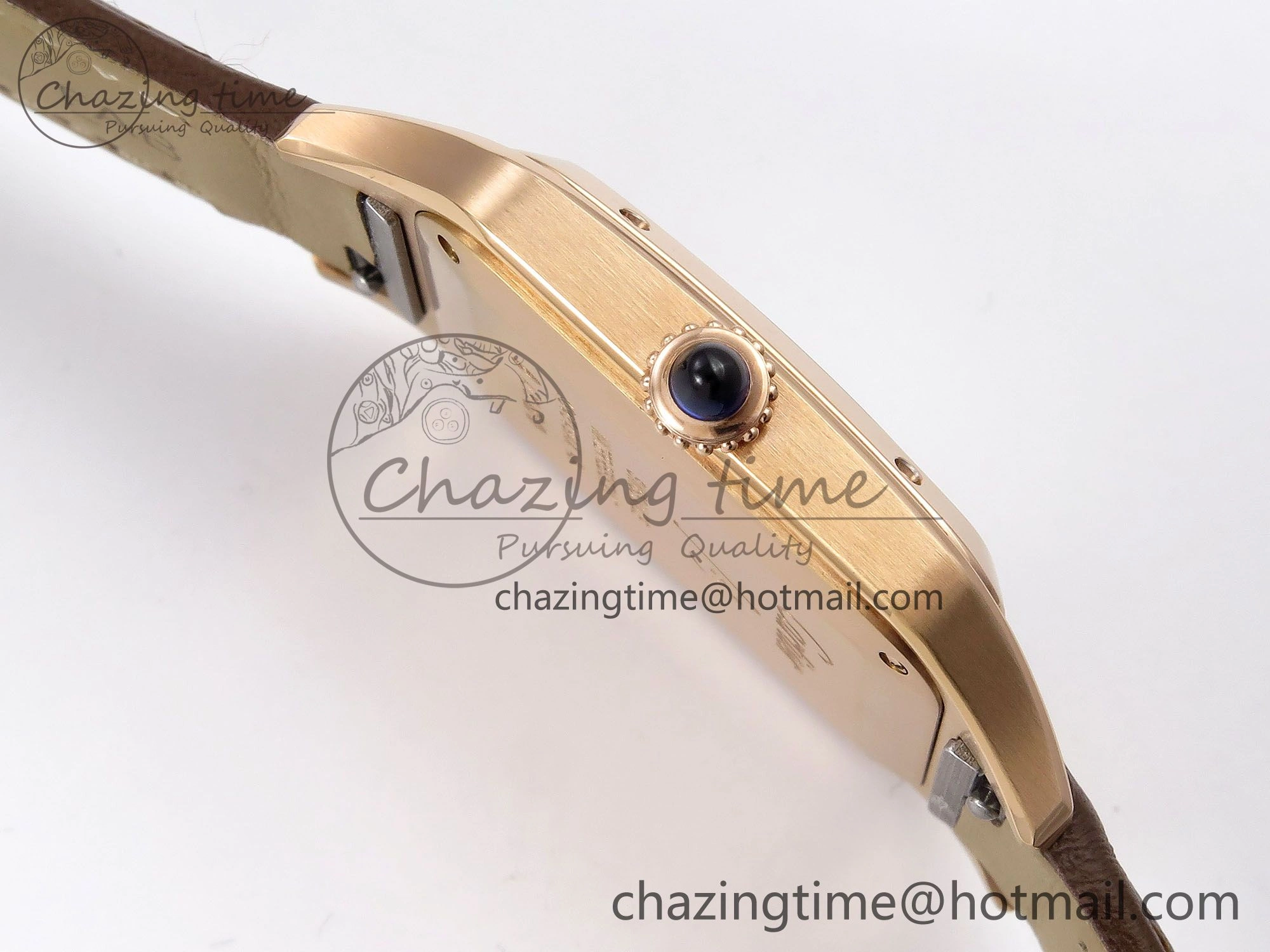 Affordable Santos Dumont 31.4mm RG AF 1:1 Best Edition Silver Dial on Brown Leather Strap A 5922