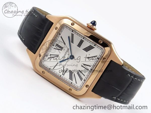 Santos Dumont 31.4mm RG AF 1:1 Best Edition Silver Dial on Gray Croco Strap A OdorResistant 5921