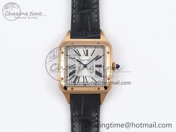 Santos Dumont 31.4mm RG AF 1:1 Best Edition Silver Dial on Gray Croco Strap A OdorResistant 5921