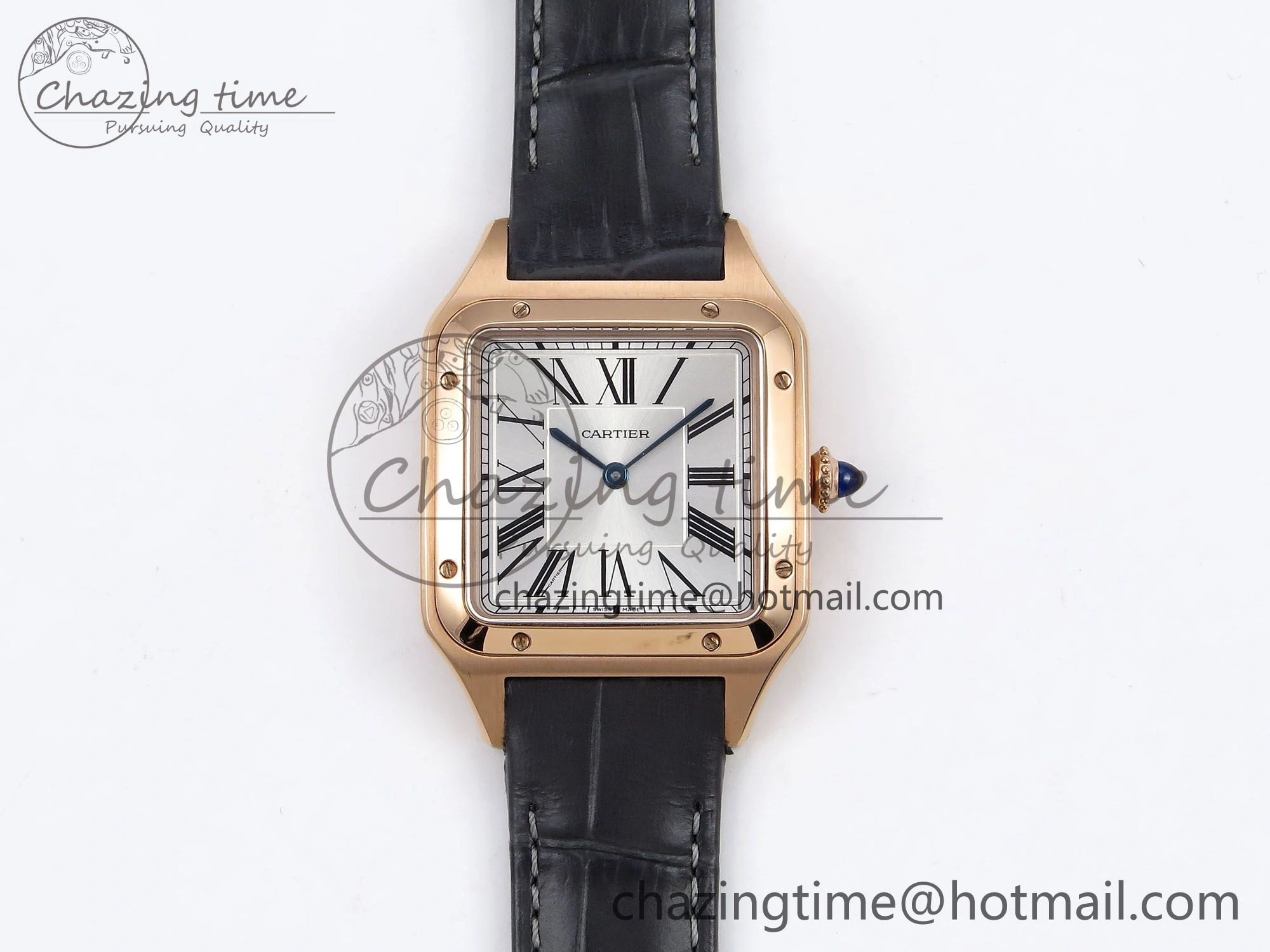 Santos Dumont 31.4mm RG AF 1:1 Best Edition Silver Dial on Gray Croco Strap A OdorResistant 5921
