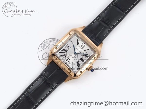 Santos Dumont 31.4mm RG AF 1:1 Best Edition Silver Dial on Gray Croco Strap A OdorResistant 5921